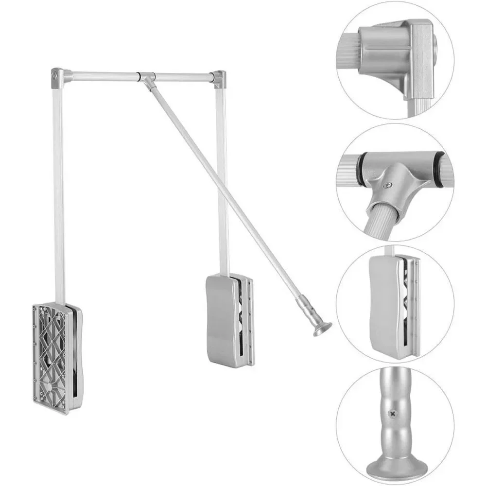 Pull Down Closet Rod, Adjustable 35-47 Inch, Silver
